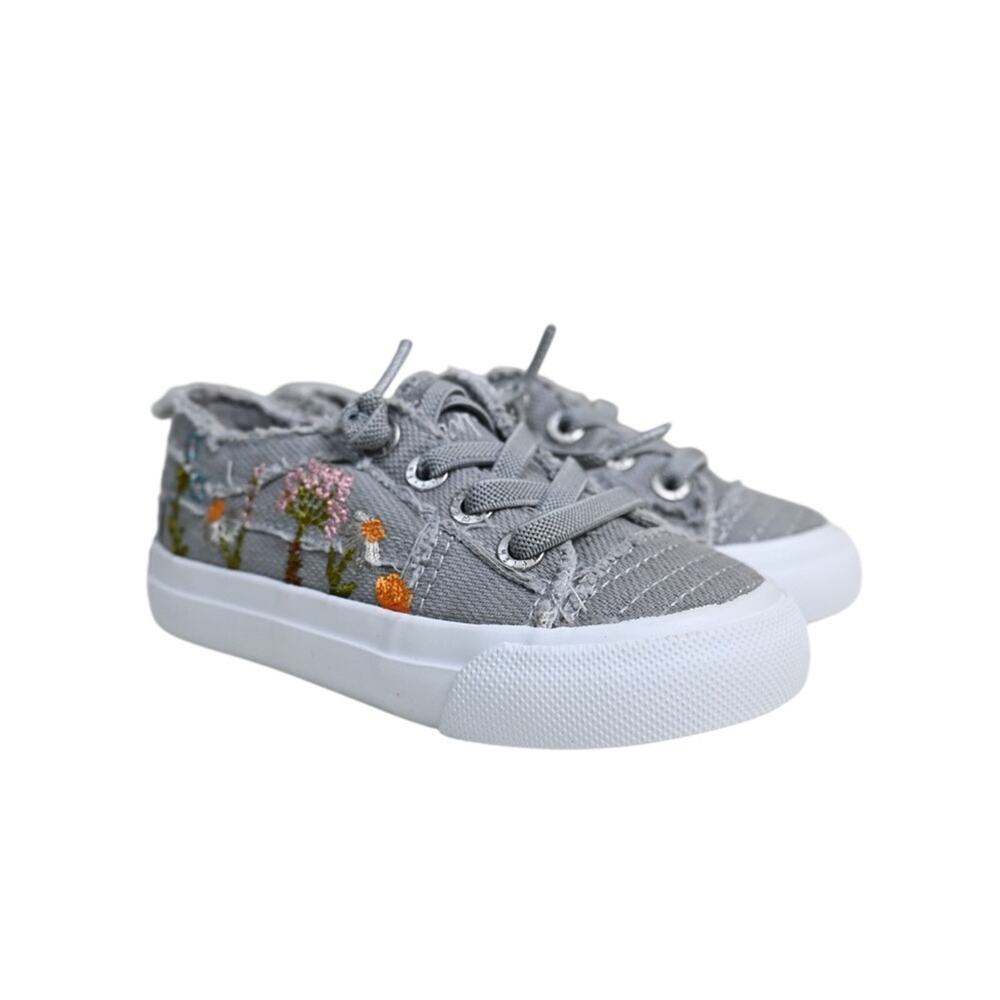 Blowfish Malibu Toddler 6 Playfield Gray Floral Embroidered Sneakers NEW